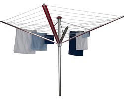 Droogmolen Buiten - Wasrek Outdoor - Was Drogen - In Hoogte Verstelbaar - 60 Meter Lijn - Rood