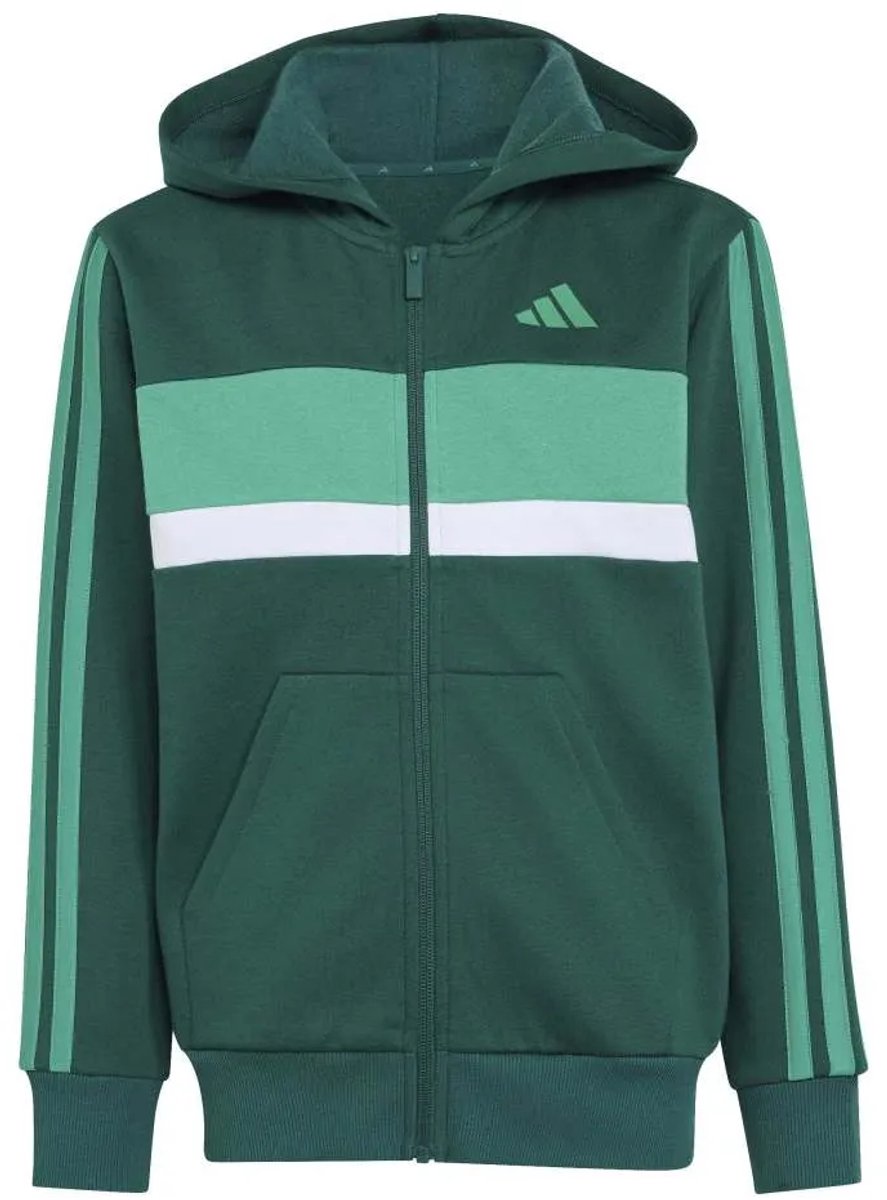 Adidas Seasonal Essentials Tiberio 3 Stripes Fleece Trainingspak 7-8 Years Kinderen Groen