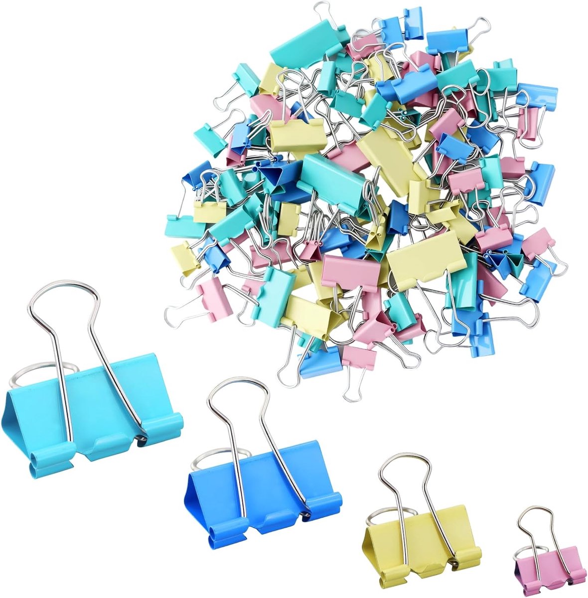 Papierklemmen Set - Metalen Clips - Documenten Organiseren - Vier Maten - 125 Stuks - Kleurrijk