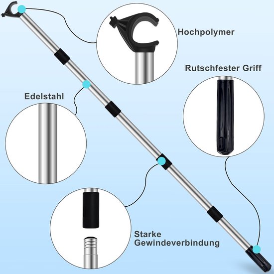 Telescoopstang - Raamstok - Dakramen Bediening - Verstelbare Lengte - Tot 186 cm - Zilver — afbeelding 5