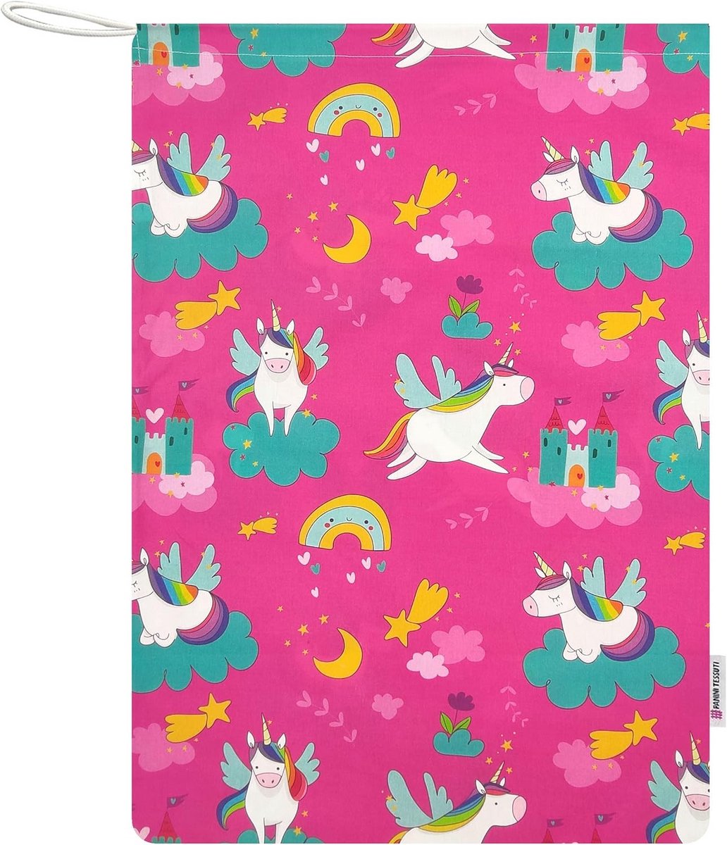 Kinderdagtas - Slaapzak tas - Naar de opvang - Met trekkoord sluiting - 46 x 60 cm - Unicorns en regenboog