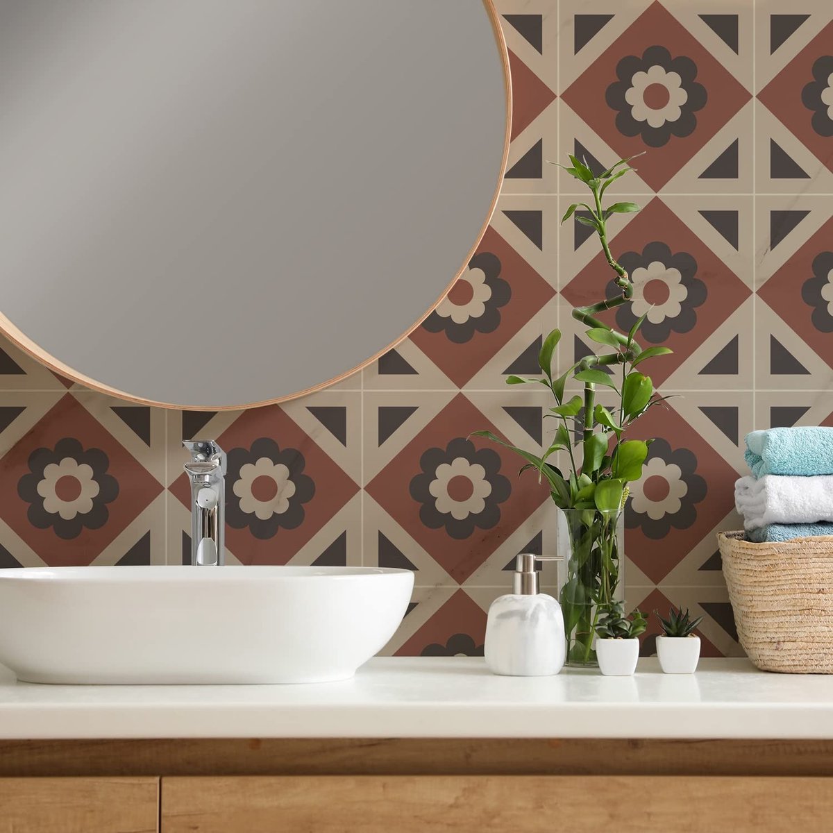 Dailygoods- Tegelsticker 24 Stuks - Zelfklevende Wandtegels - Retro Rood - Waterdicht - Muurdecoratie - Eenvoudig aan te brengen - Wandtegel
