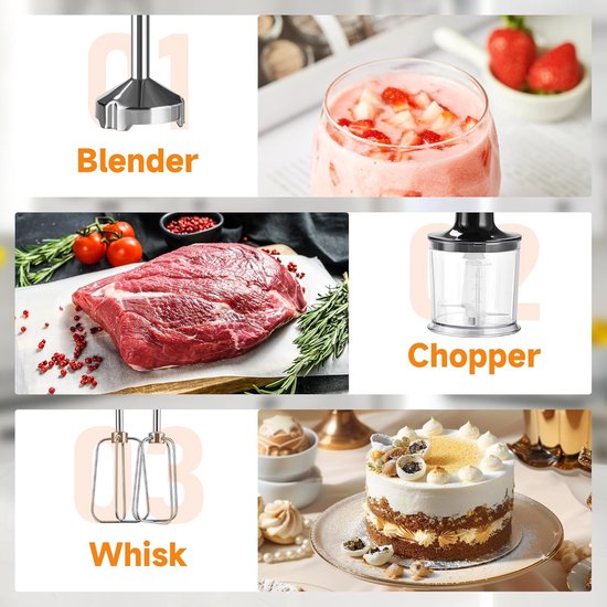 Handzame Staafmixer - Keuken Blender - Maaltijden Bereiden - 6 Snelheden - 500 ml - Zwart — afbeelding 3