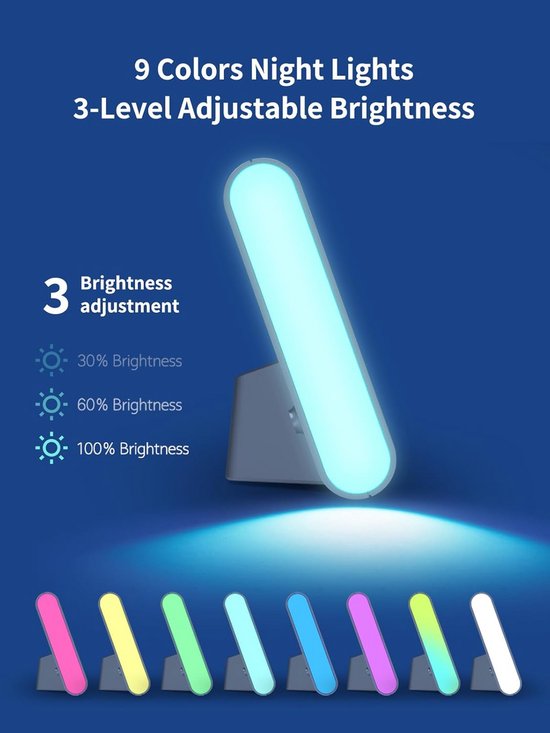 Digitale wekker - Slaapkamer klok - Wakker worden - Sfeerlicht functie - 21 cm - Wit — afbeelding 5