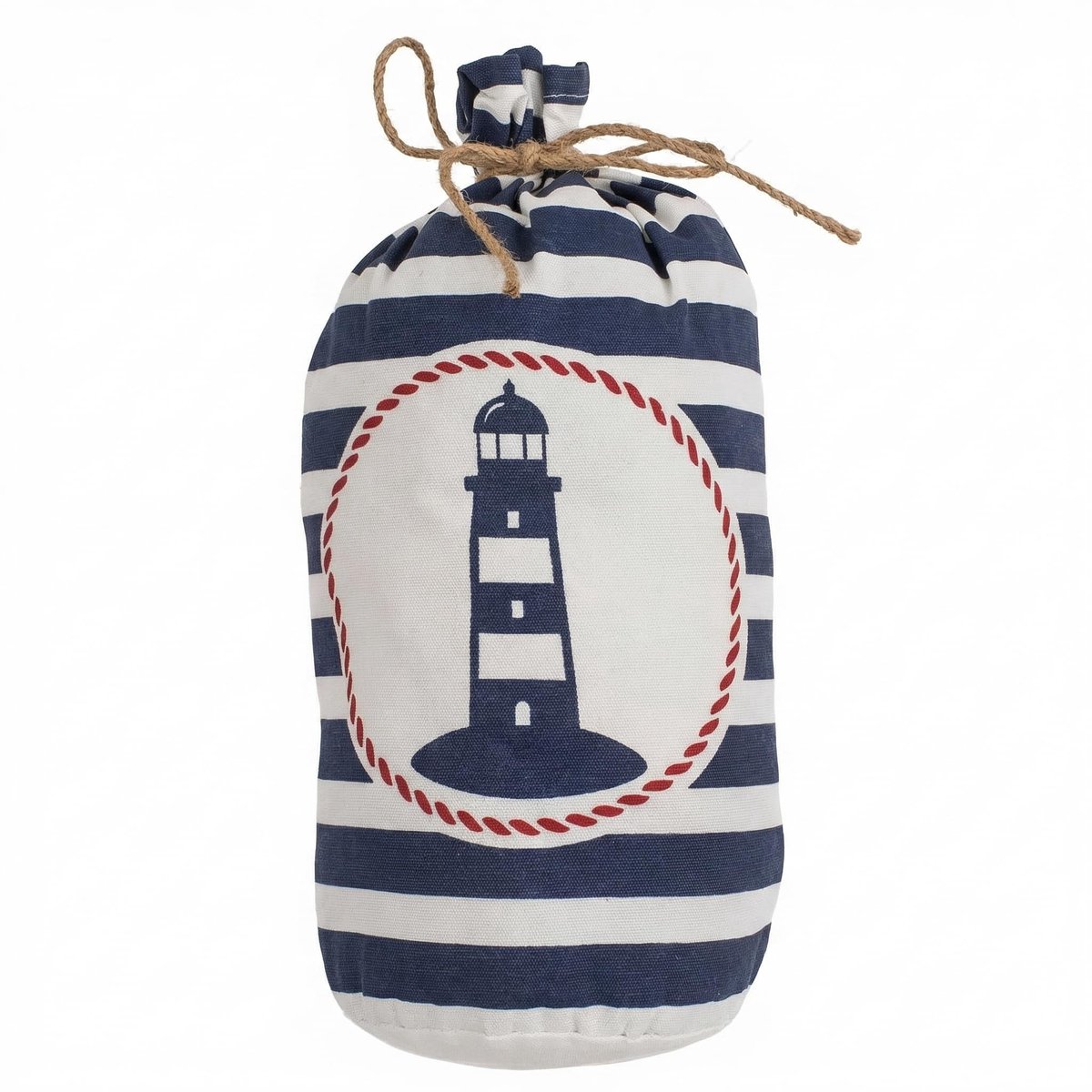 Dailygoods- Deurstopper 12 x 27 cm - Maritieme stoffen bekleding - Decoratieve grip - Vloer/woning - 1,5 kg vulgewicht - Stijlvolle woonaccessoire - Deurbeschermer