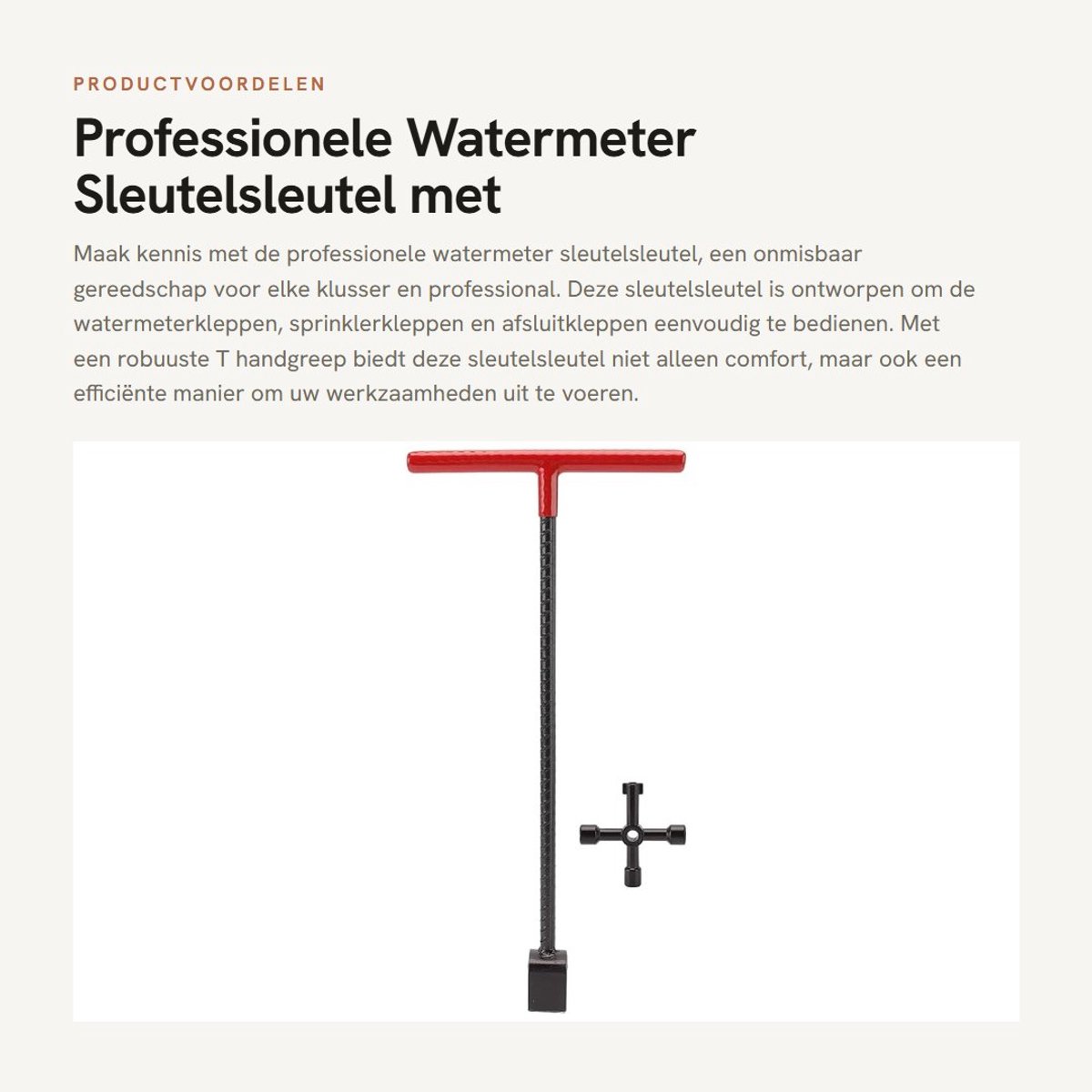 Dailygoods - Professionele Watermeter Sleutelsleutel met T Handgreep - Roestvrij Staal - Heavy Duty 4 Weg Hulpprogramma