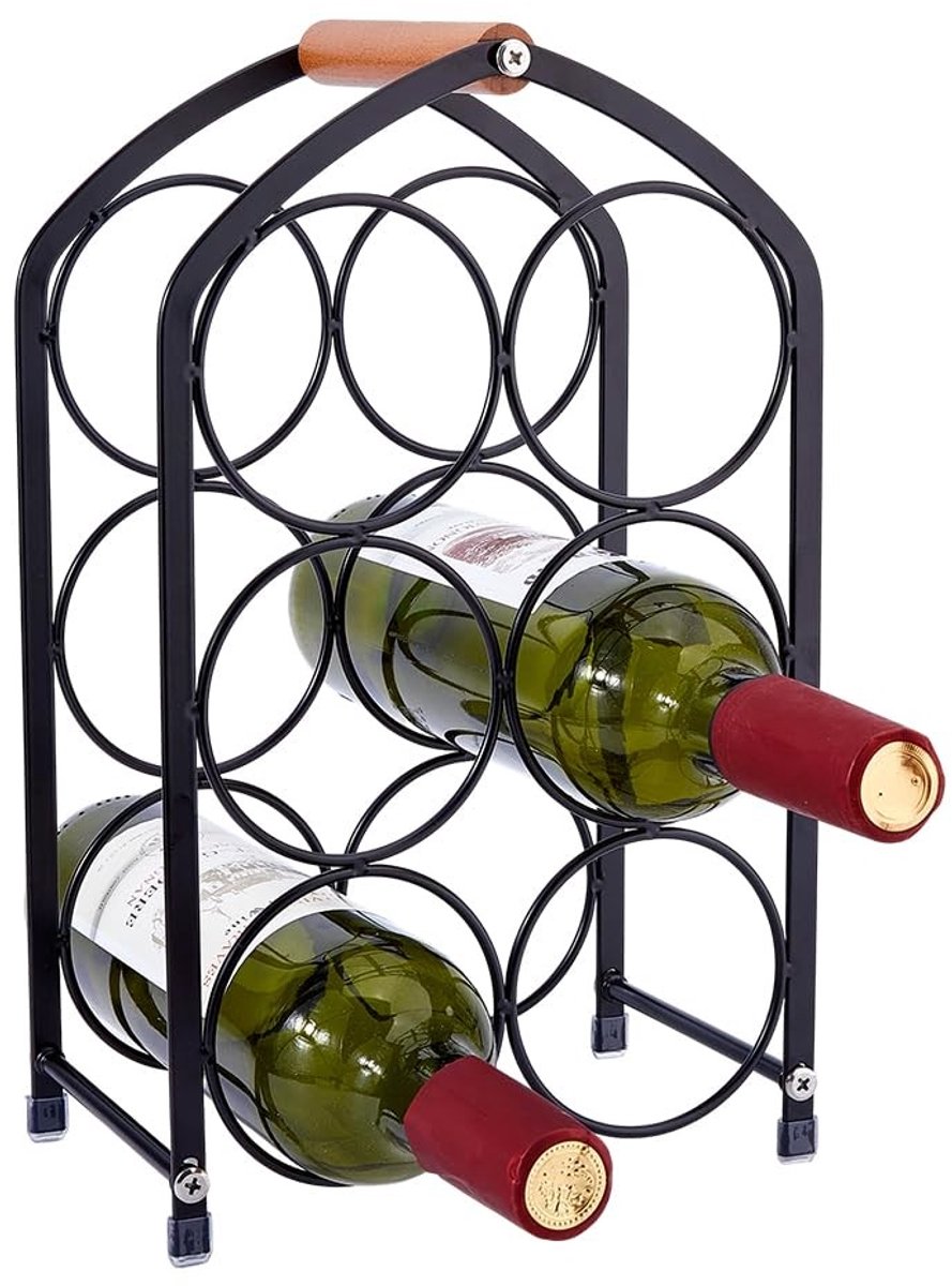 Dailygoods - Moderne Metalen Wijnrek voor 6 Flessen - Stijlvolle Tafel Organizer