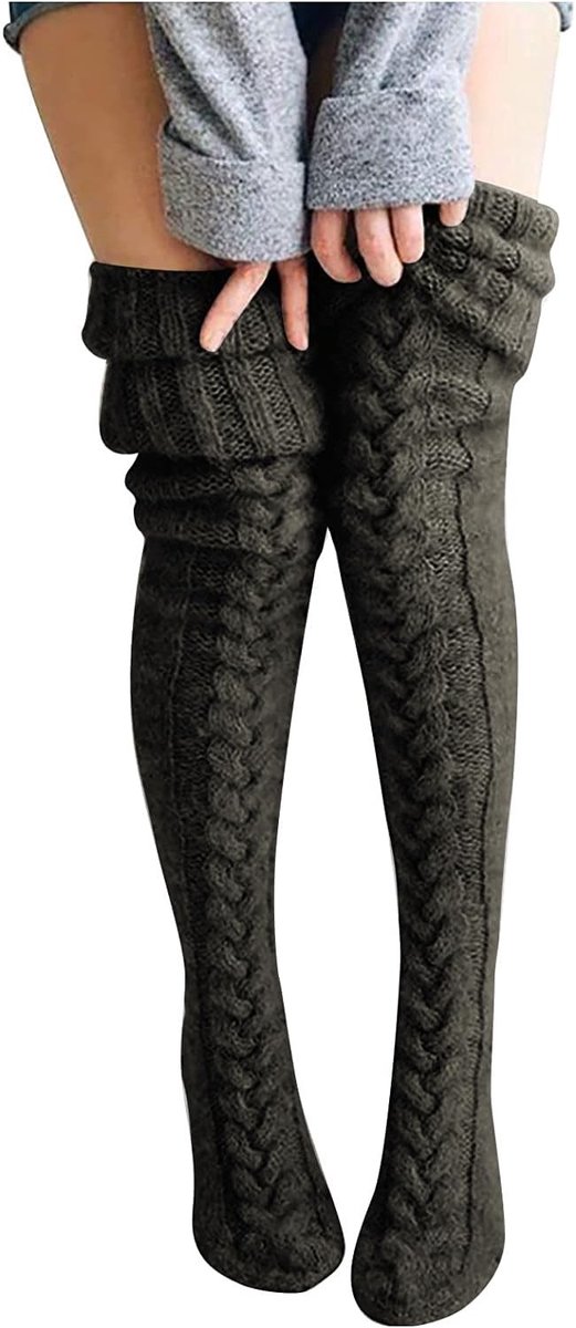 Dailygoods- Overknee-sokken - Extra lange gebreide sokken - Warme winterkousen - Rekbare kousen - Meisjes/kousen - Voetlengte 25 cm, slanghoogte 75 cm - Kniekousen