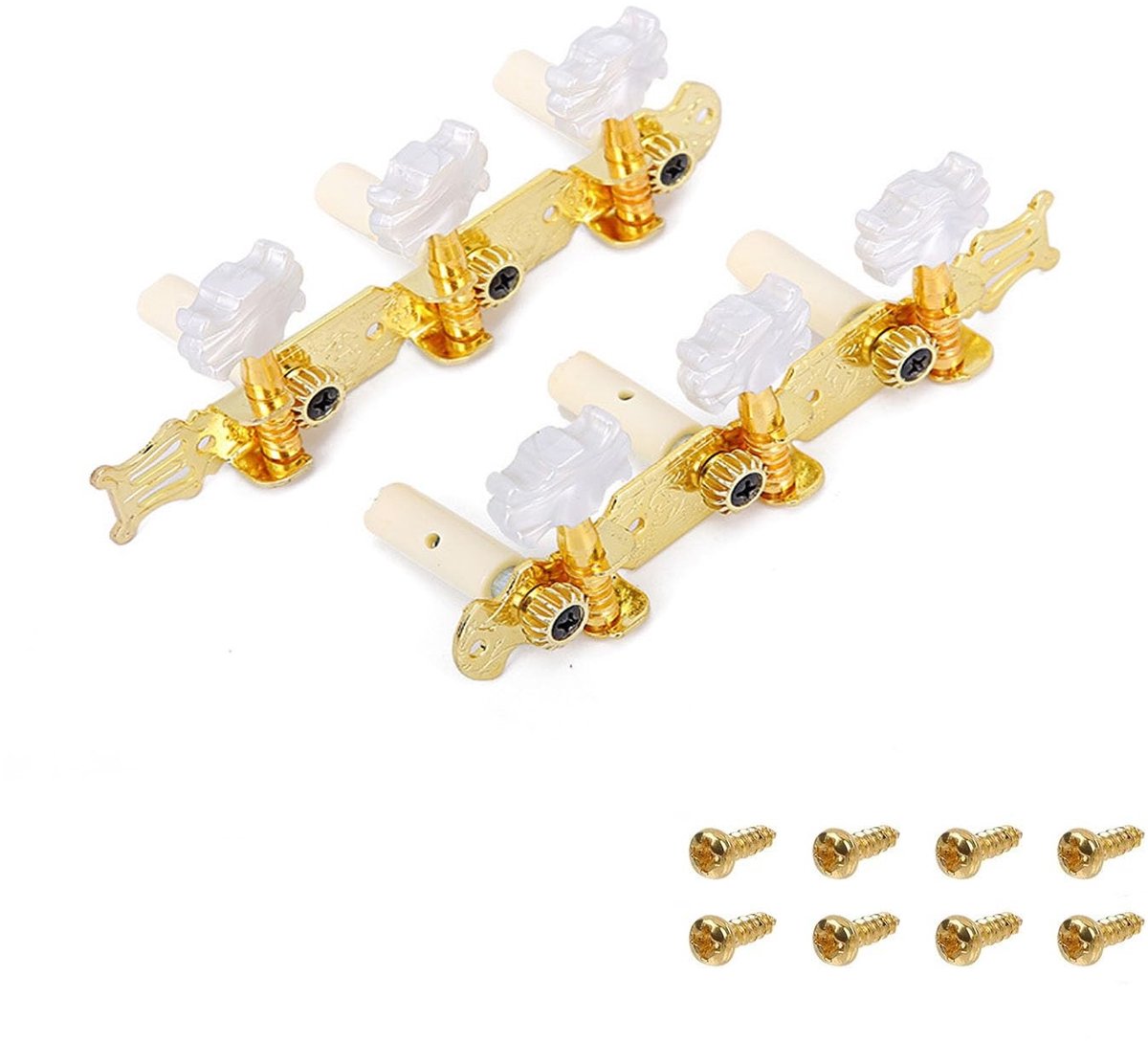 Dailygoods- Gitaarstemwartel Set van 2 - Mechanische Stemmechanieken - Bevestigingsschroeven - Duurzaam Metaal - Reserveonderdelen voor Klassieke Gitaar - Stemmechaniek