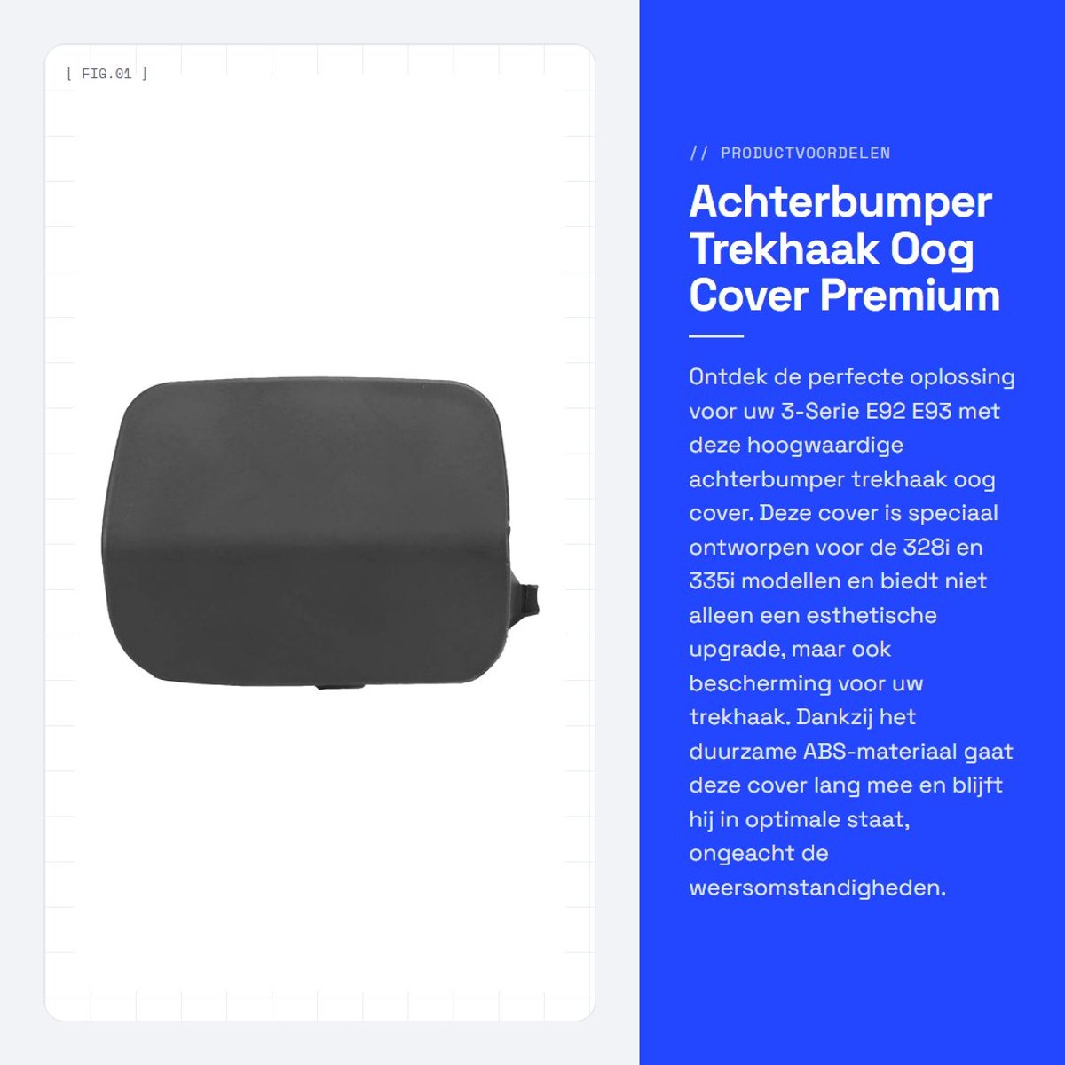 Dailygoods- Sleepoog Cover Duurzaam - Achterbumper Trekhaak Cover - Geschikt voor 3-Serie E92/E93 - Eenvoudige Installatie - Premium ABS-Materiaal