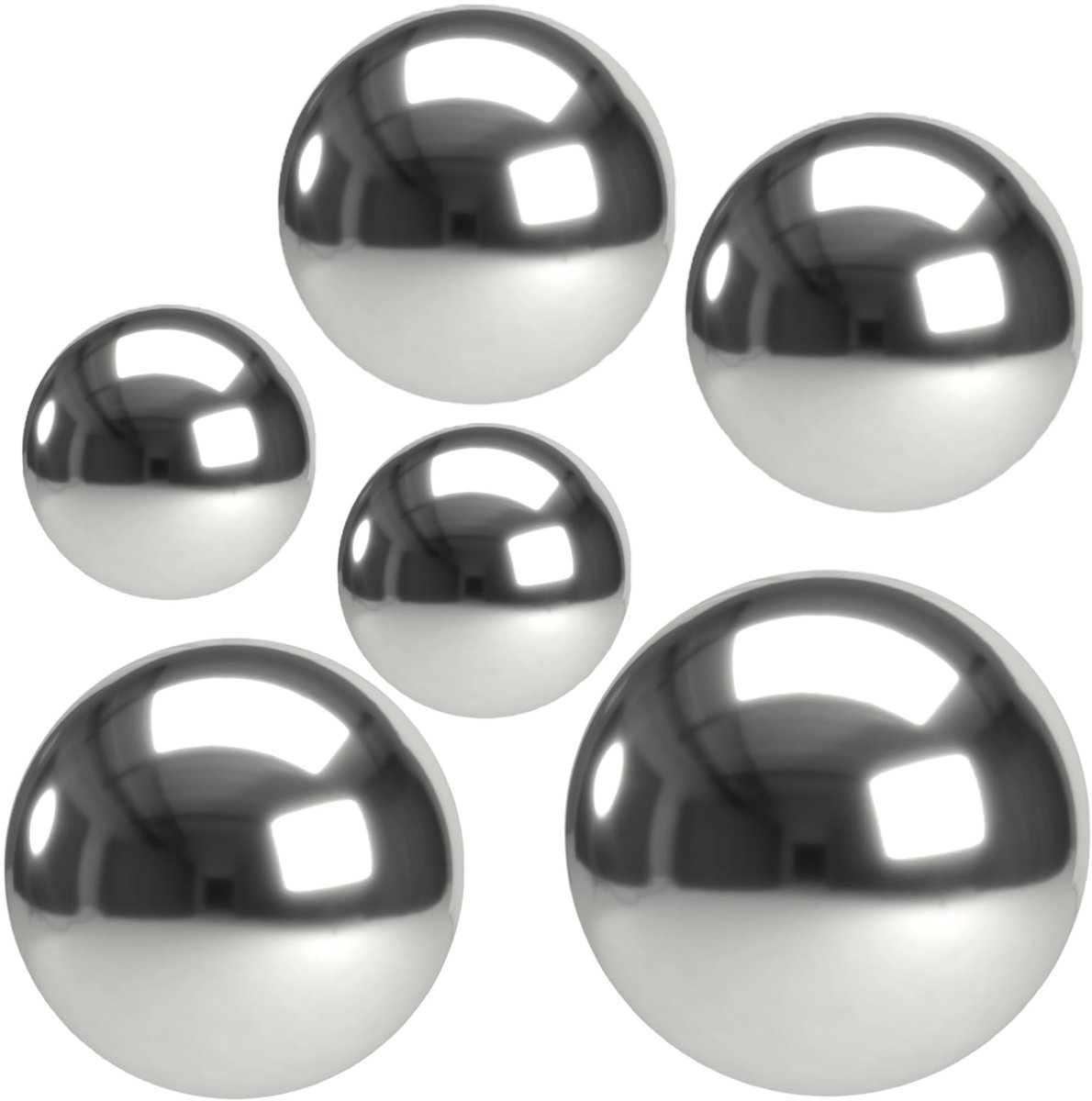 Dailygoods- Spiegelballen 6-delige set - Roestvrijstalen decoratieve ballen - Spiegelgepolijst - Reflecterende holle ballen - Voor huis en tuin - Creatieve expressie van elegantie