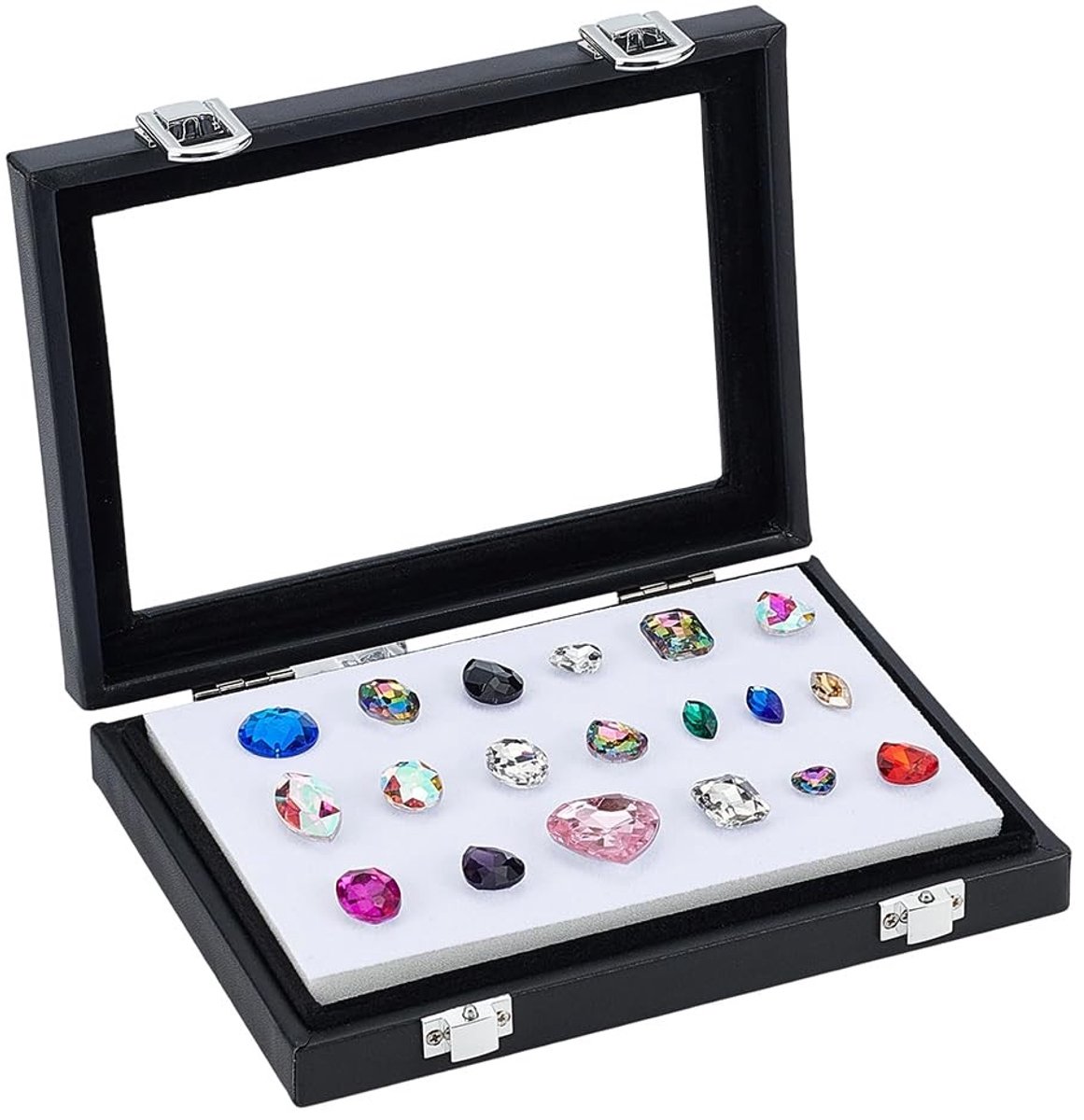 Dailygoods - Zwart PU-leer Sieradendoosje - Rechthoekige Opbergdoos voor Edelstenen