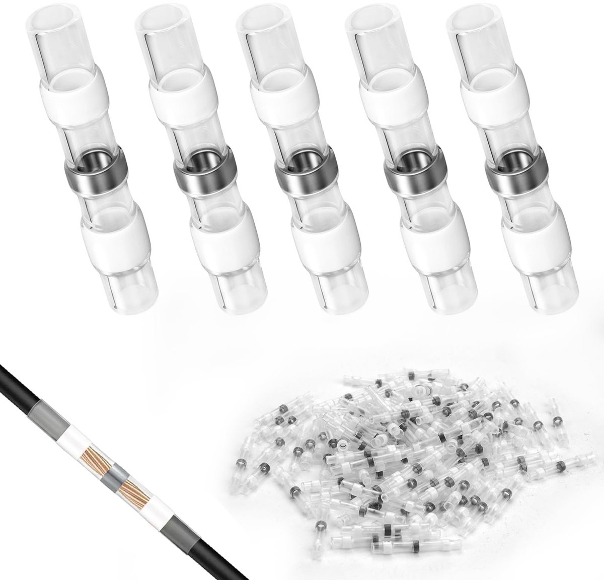 Dailygoods - Heat Shrink Connectors - Waterdichte kabelverbindingen - Eenvoudig in gebruik - Transparant - Isolatie connectoren - Ideaal voor elektron...