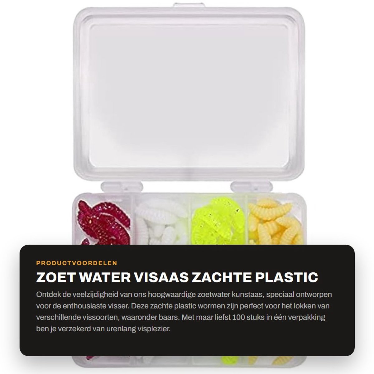 Dailygoods- Vissenlokken 100 stuks - Kunstaas Snoek - Kunstaas Roofvis - Zachte Plastic Wormen - Lichtgewicht - Duurzaam Materiaal