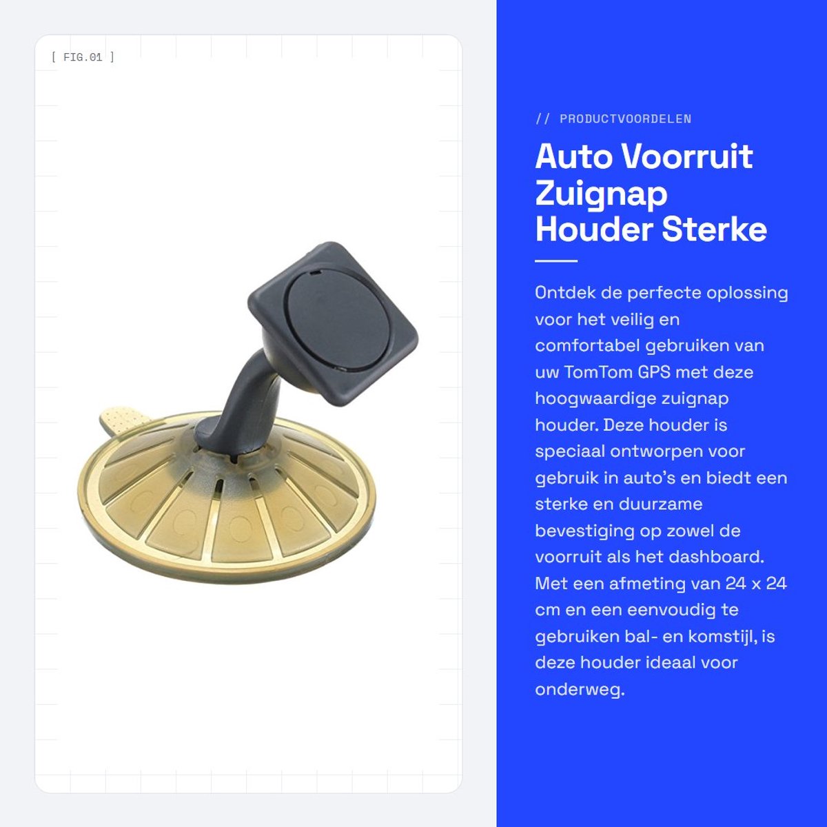 Dailygoods- Zuignap Houder Sterke Zuignap - 360 Graden Draaibaar - Voor TomTom GPS - Lichtgewicht - Duurzaam - Voorruit/Dashboard