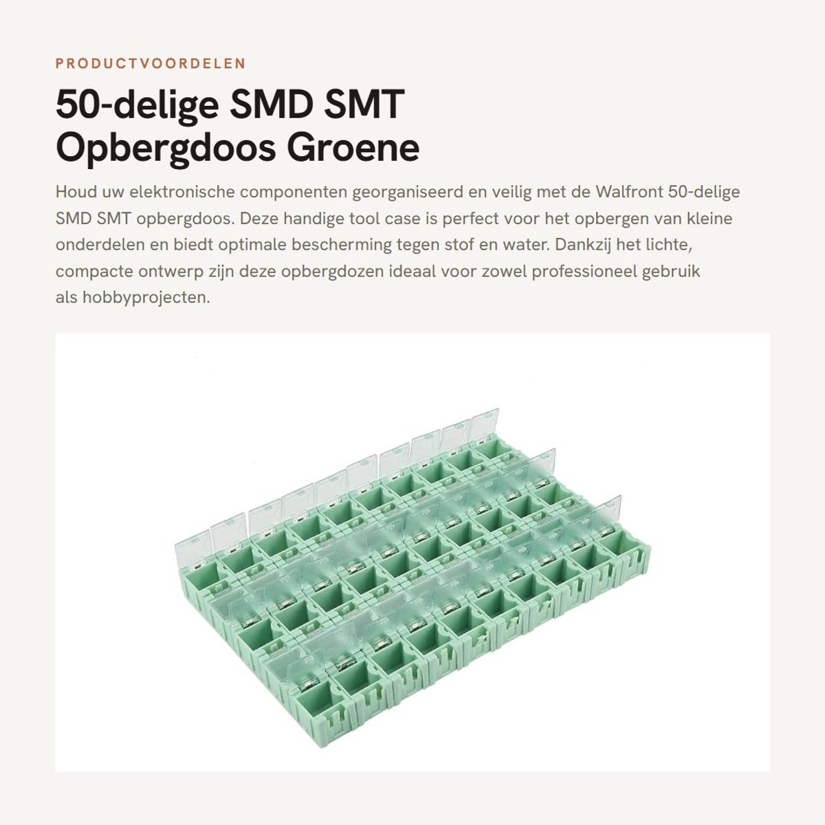 Dailygoods - 50-delige SMD SMT Opbergdoos - Groene Elektronische Componenten Houder