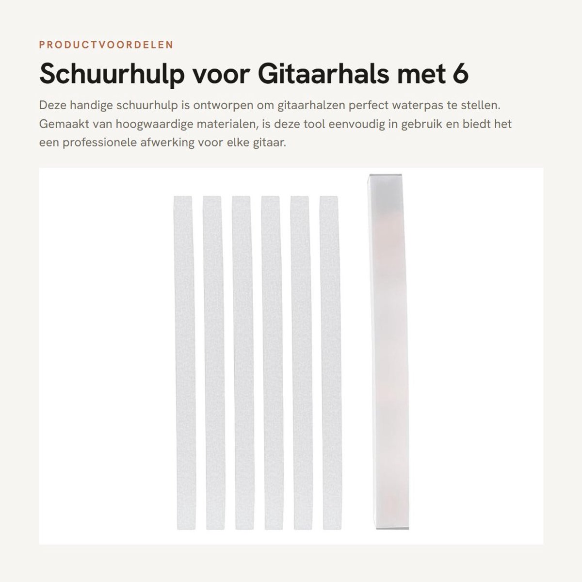 Dailygoods - Schuurhulp voor Gitaarhals met 6 Vervangende Schuurpapier