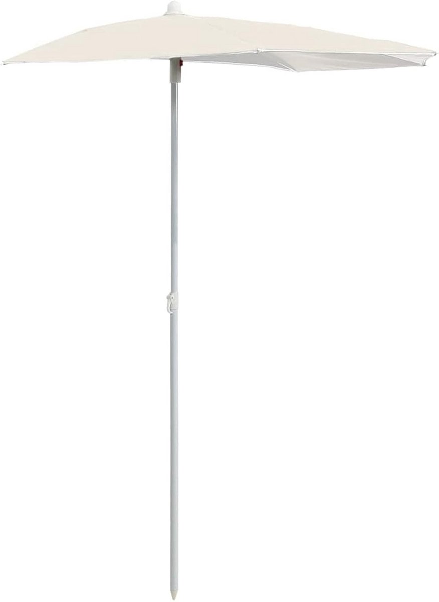 Tuinparasol Halfrond - Buitenparasol Terras - Creëer Schaduw - UV-Beschermend Polyester - 180x90 cm - Zandkleur