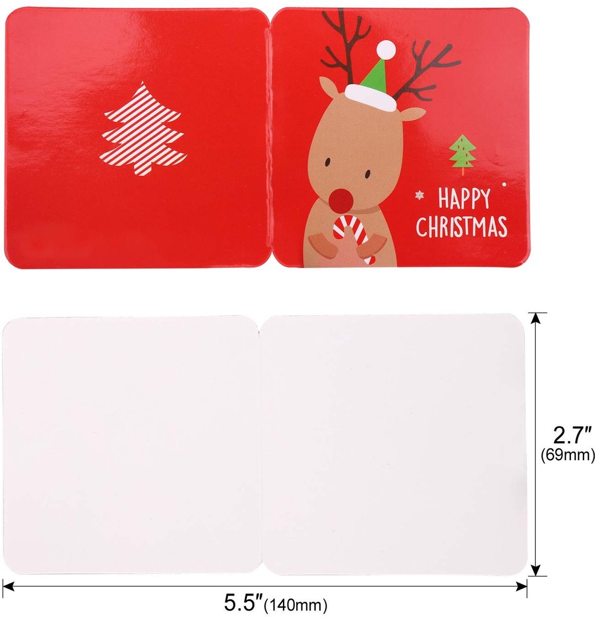 Dailygoods- Kerstkaarten Set van 144 - Mini Kerstkaarten - Blanco voor Kerstgroeten - 24 Unieke Motieven - Inclusief Enveloppen - 6,9 x 6,9 cm - Wenskaarten