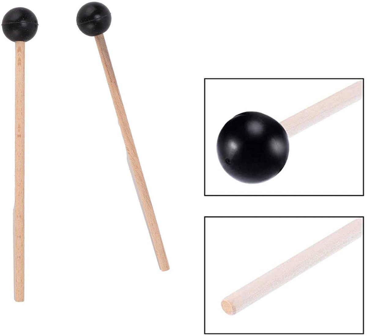 Dailygoods- Drumstick Slijtvast - Drumstick Houder - Lichtgewicht - Ronde Kop - Esdoornhout - Geschikt voor Marimba - Percussiestok