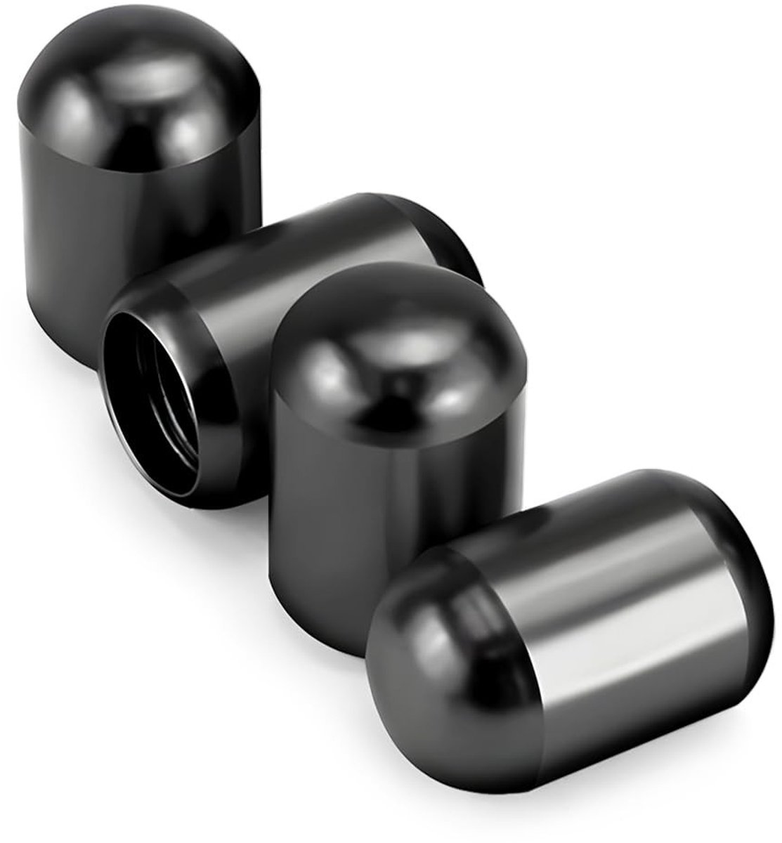Dailygoods- Ventieldoppen Aluminium - Ventieldoppen Auto - Ventieldoppen Fiets - Rubberen Afdichting - Set van 4 - 16 mm x 10,5 mm - Bandenaccessoires