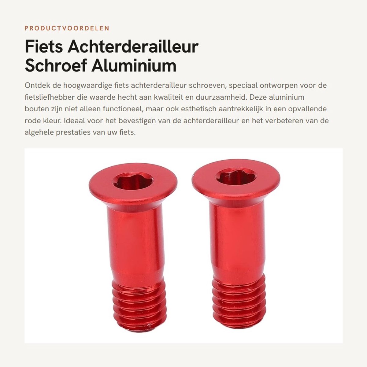 Dailygoods- Achterderailleur Schroef 2 Stuks - Aluminium Bouten - Bevestigingsmiddelen - Lichtgewicht - Corrosiewerend - Eenvoudig te Installeren - Fietsschroef