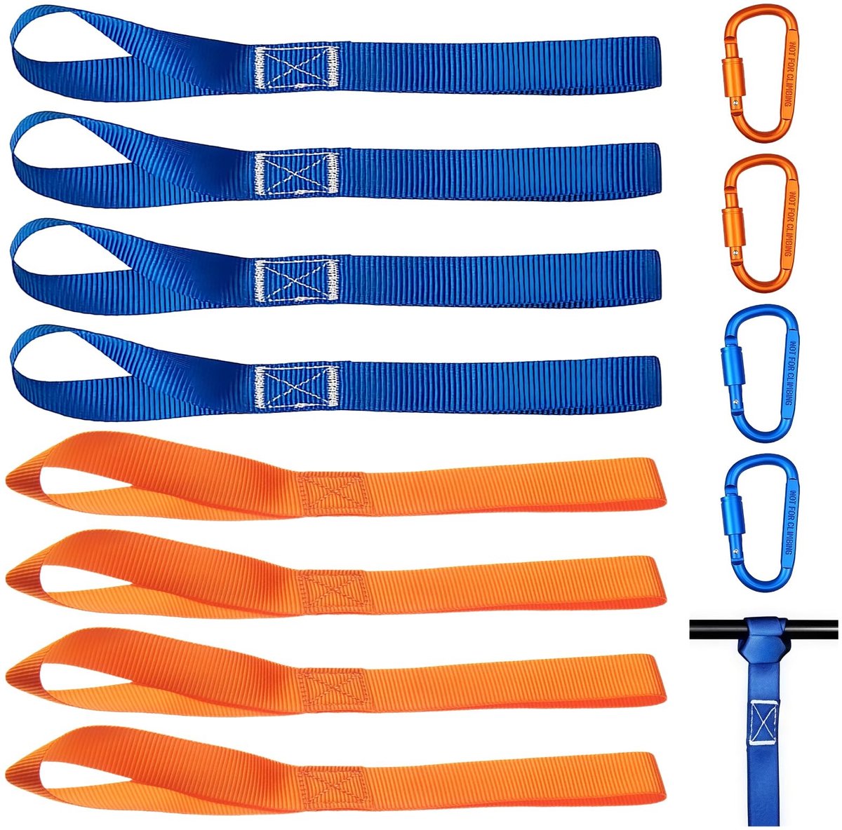 Dailygoods- Sjorlussen 8 Stuks - Nylon Sjorlussen - Belastbaarheid 1000 Kg - Schroefkarabijnhaken - Compact Ontwerp - Duurzaam en Lichtgewicht - Spanbanden