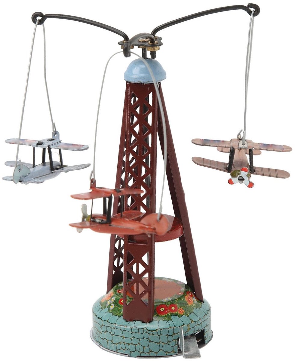 Dailygoods- Vliegtuigspeelgoed Nostalgisch - Blikken Speelgoed - Tweedekker Ornament - Handgemaakt - Perfect Cadeau - Fijne Afwerking