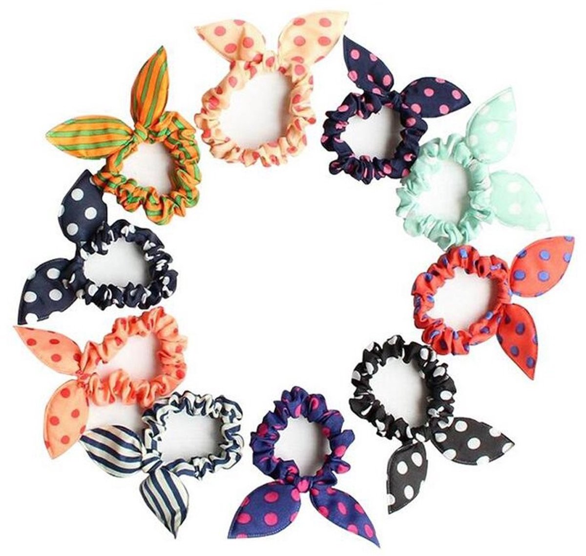 Dailygoods- Haarband 10 Stuks - Konijnen Oor - Elastische Katoen - Haarhouder - Comfortabel - Duurzaam - Geschikt voor Volwassenen en Kinderen - Haaraccessoire