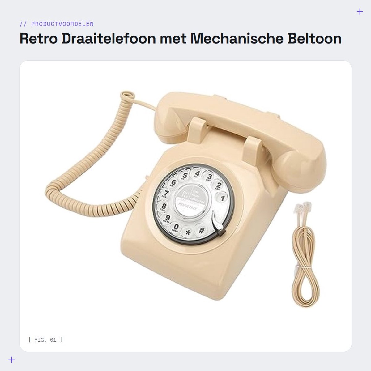 Dailygoods- Draaitelefoon Retro - Vintage Vaste Telefoon - Mechanische Beltoon - Bureautelefoon - ABS-Kunststof - Nostalgische Esthetiek