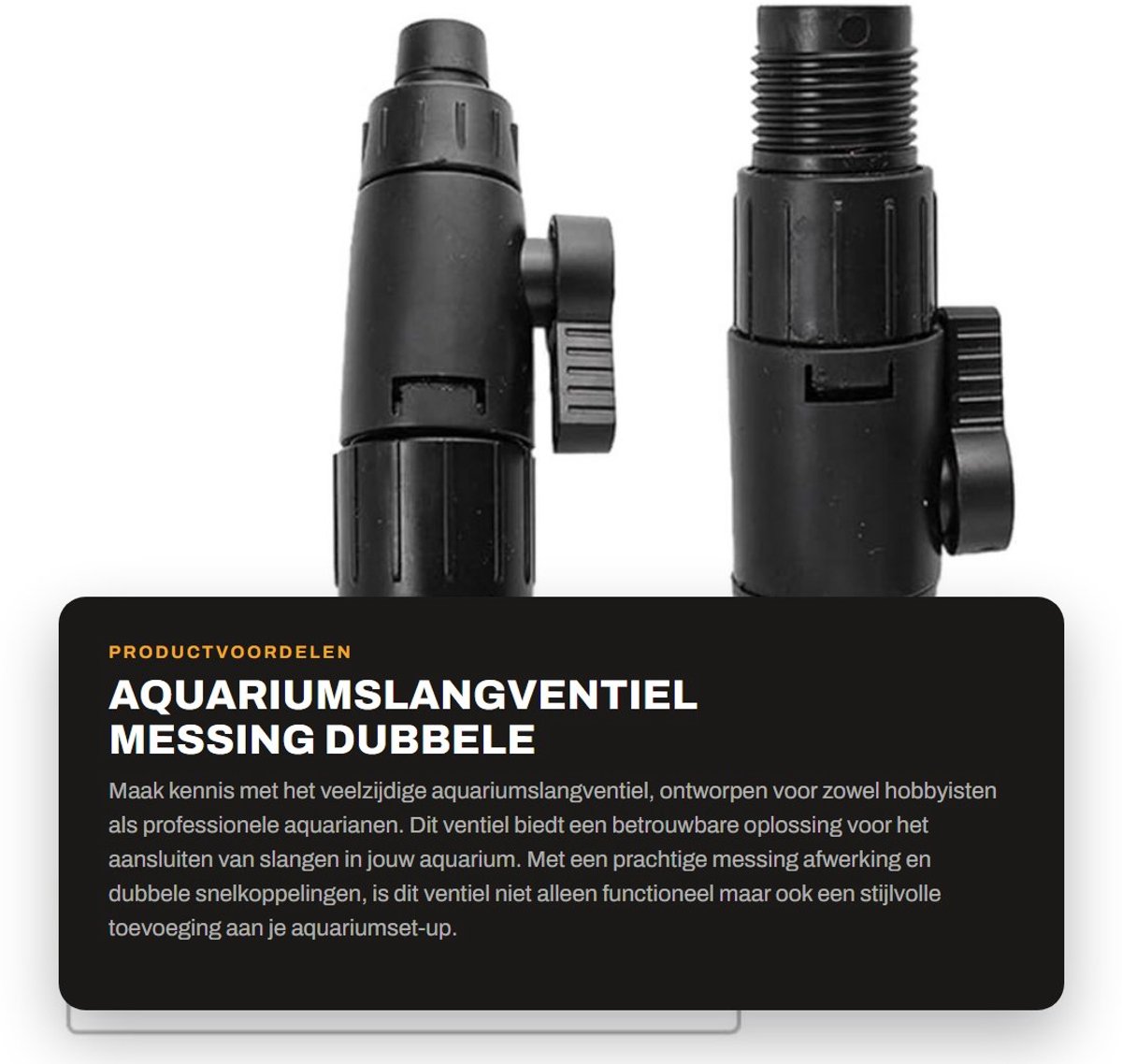 Dailygoods- Aquariumslangventiel - Dubbele Snelkoppelingen - Messing - Waterdicht - Roestbestendig - Hoogwaardig Kunststof - Geschikt voor 12 mm/16 mm Slangen - Aquariumklep
