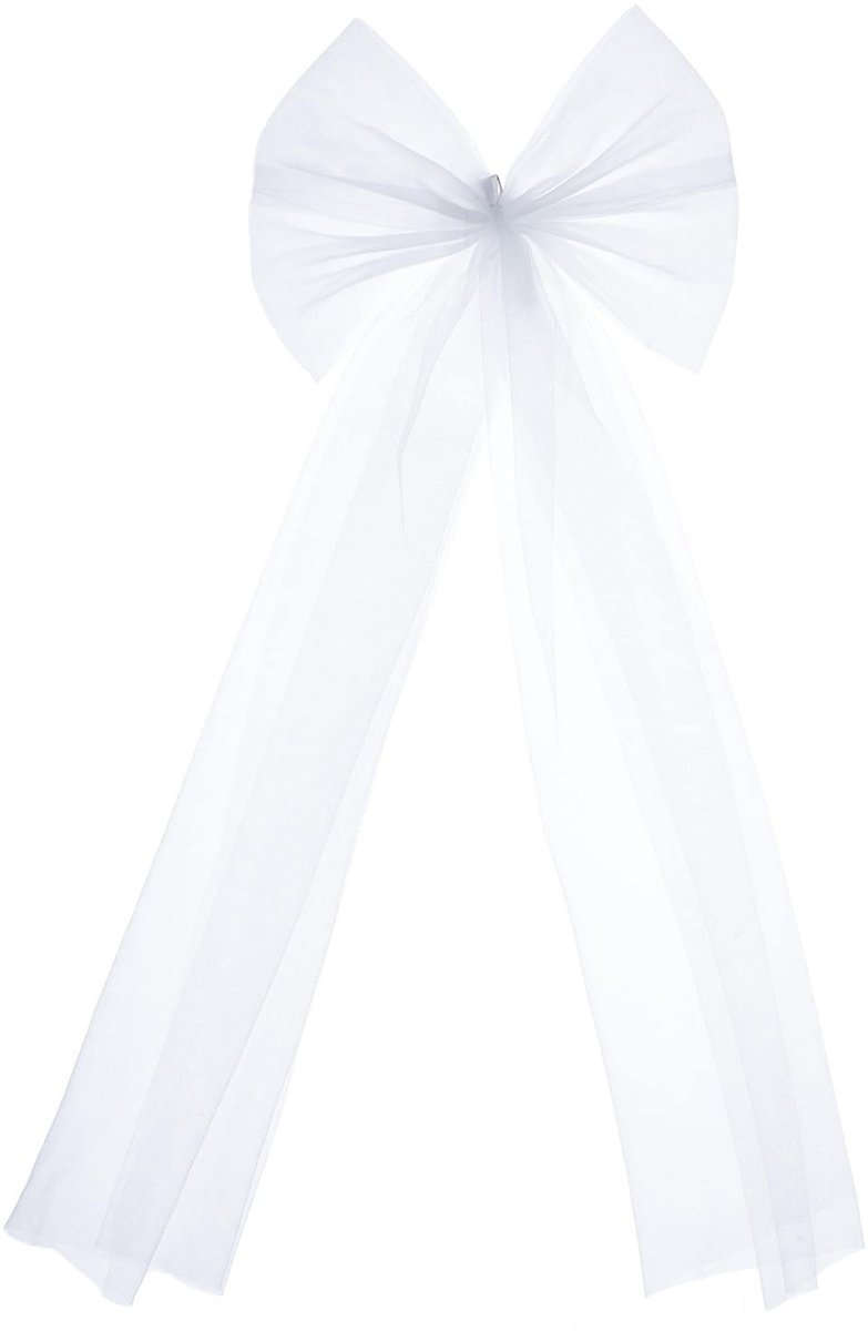 Dailygoods - Afneembare Bruidsstrik Witte Tule Sluier voor de Bruid