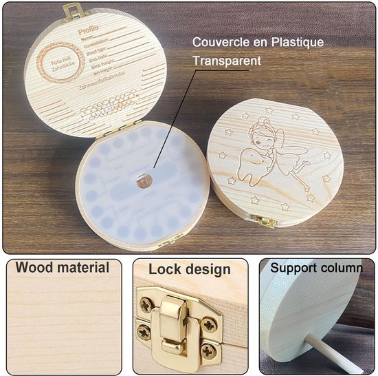 Dailygoods- Melktandendoos - Houten Opbergdoos - Persoonlijk Souvenir - Kindertanden Bewaren - Mooi Afgewerkt - Lange Levensduur - Tandenbox van Dailygoods — afbeelding 3