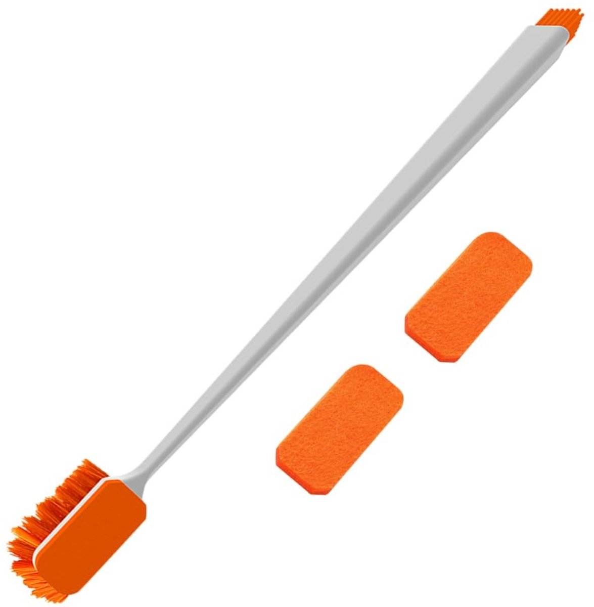 Dailygoods- Aquariumreinigingsborstel dubbelzijdig - Borstel met viltdoek - Lange handgreep - Compact formaat - Reserveviltdoeken inbegrepen - Zachte borstelharen voor algen. - Aquariumborstel