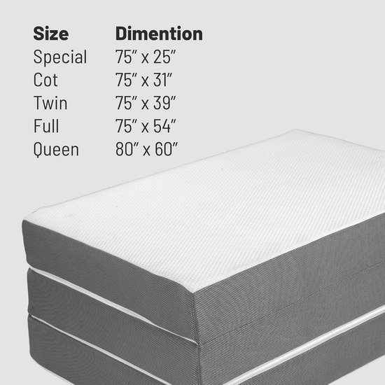Vouwmatras 4 inch traagschuim 70 cm - comfortabele drievoudige reis matras — afbeelding 4