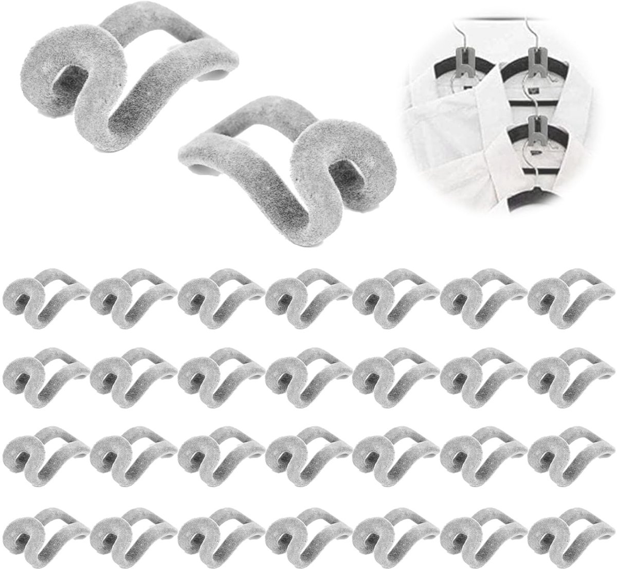 Dailygoods- Kledinghangers - Set van 30 - Ruimtebesparend - Verbindingshaken - Hoogwaardig PP-flockmateriaal - ABS-kunststof - Geurloos