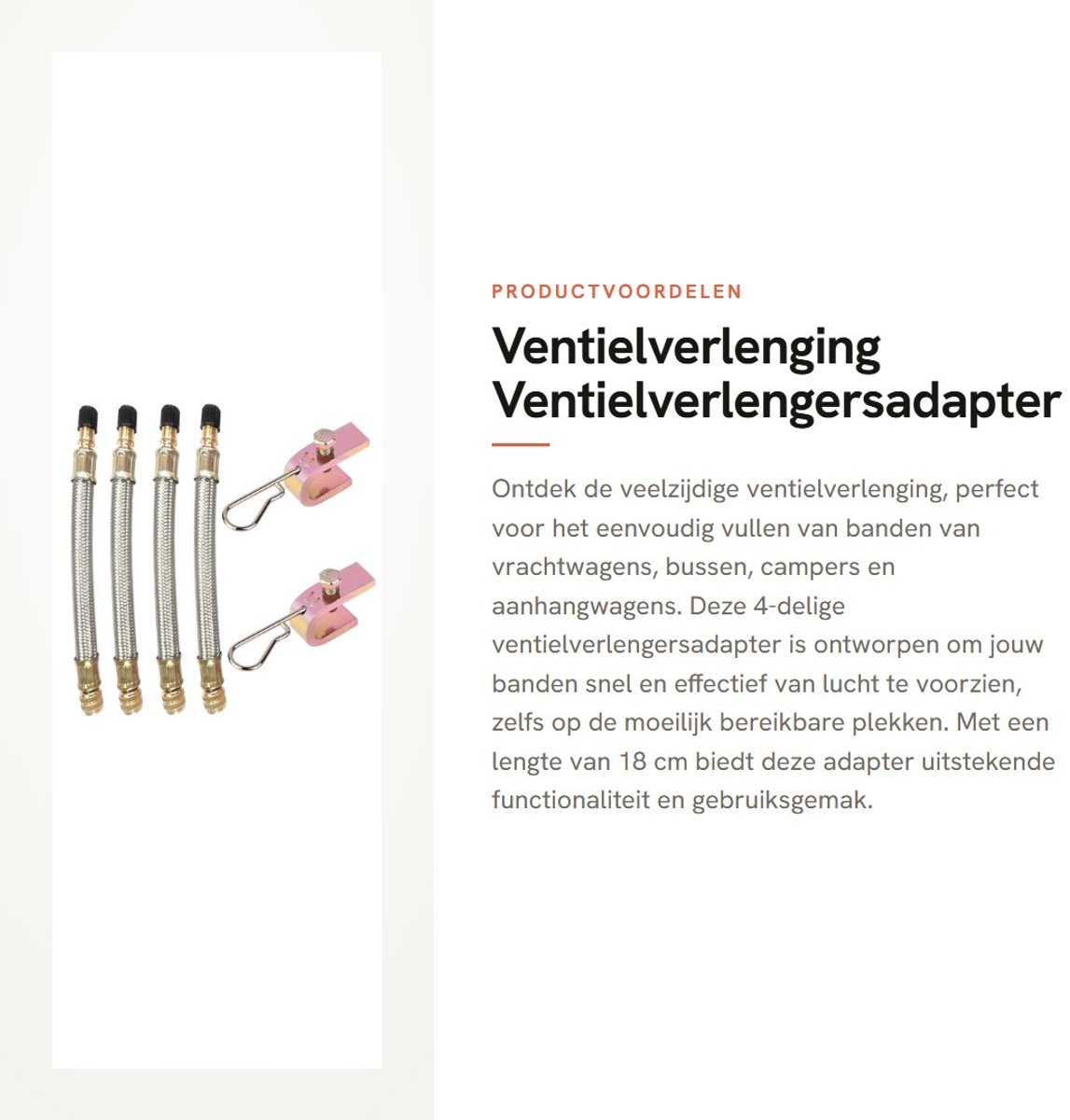 Dailygoods - Ventielverlenging - Ventielverlengersadapter - Ideaal voor vrachtwagens - 18 cm - Verlengbandventieladapter - Betrouwbaar en duurzaam - G...