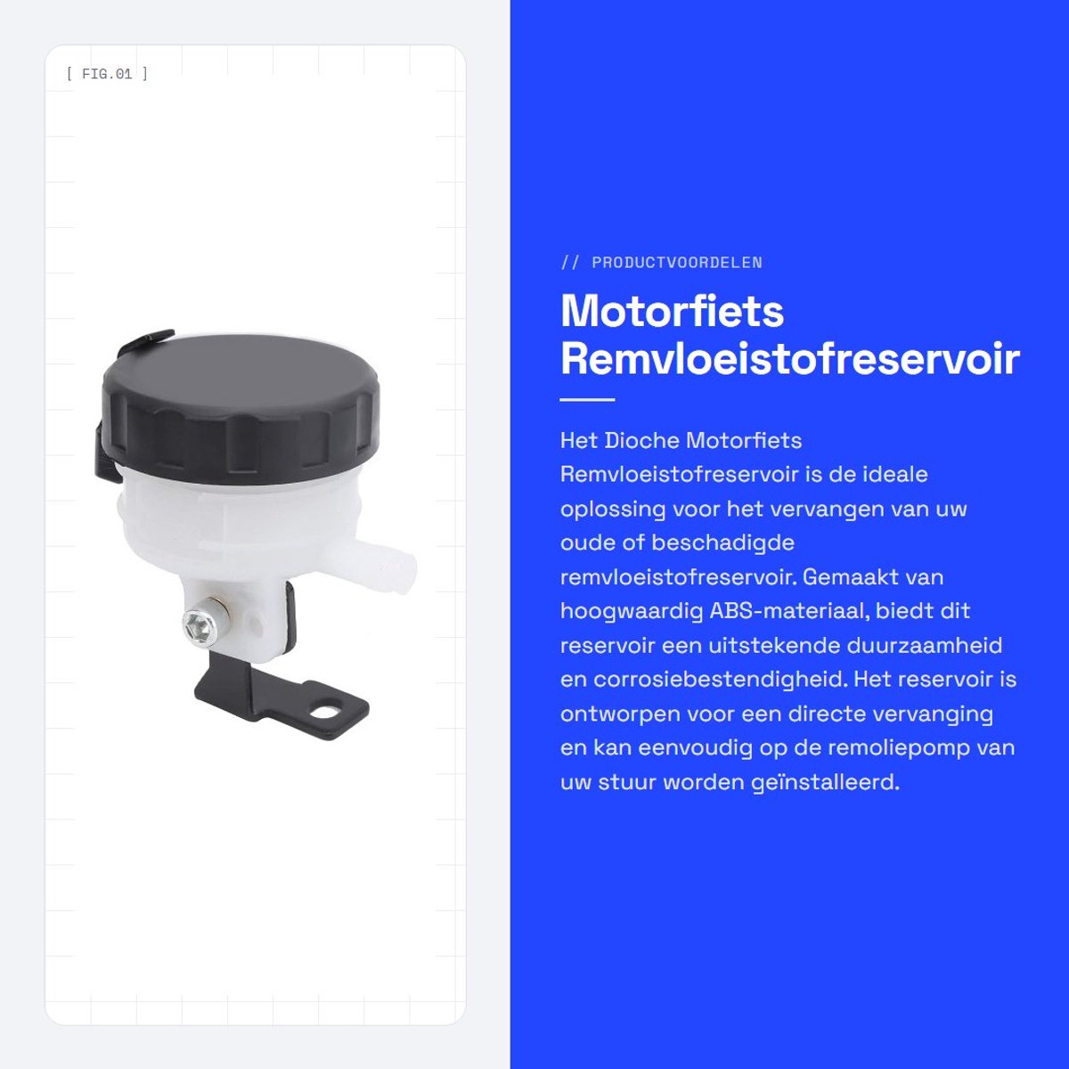 Dailygoods- Remvloeistofreservoir - ABS Materiaal - Schokbestendig - Universele Montage - Duurzaam - Corrosiebestendig - Directe Vervanging - Remreservoir