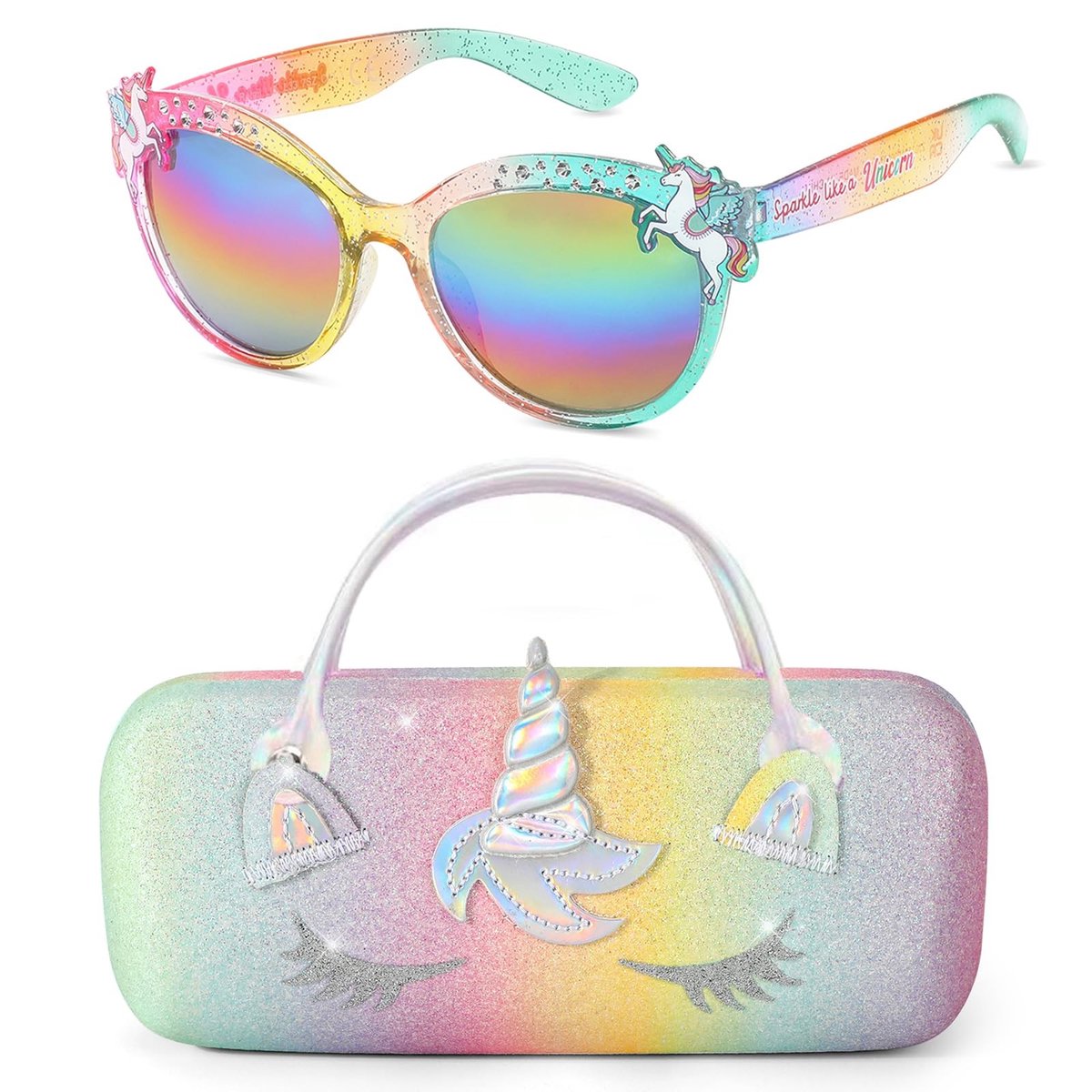 Dailygoods- Zonnebril Kind - UV400 Bescherming - Gepolariseerde Glazen - Eenhoorn Etui - Voor Meisjes 3-10 Jaar - Stijlvolle Oogbescherming - Kindersunglasses