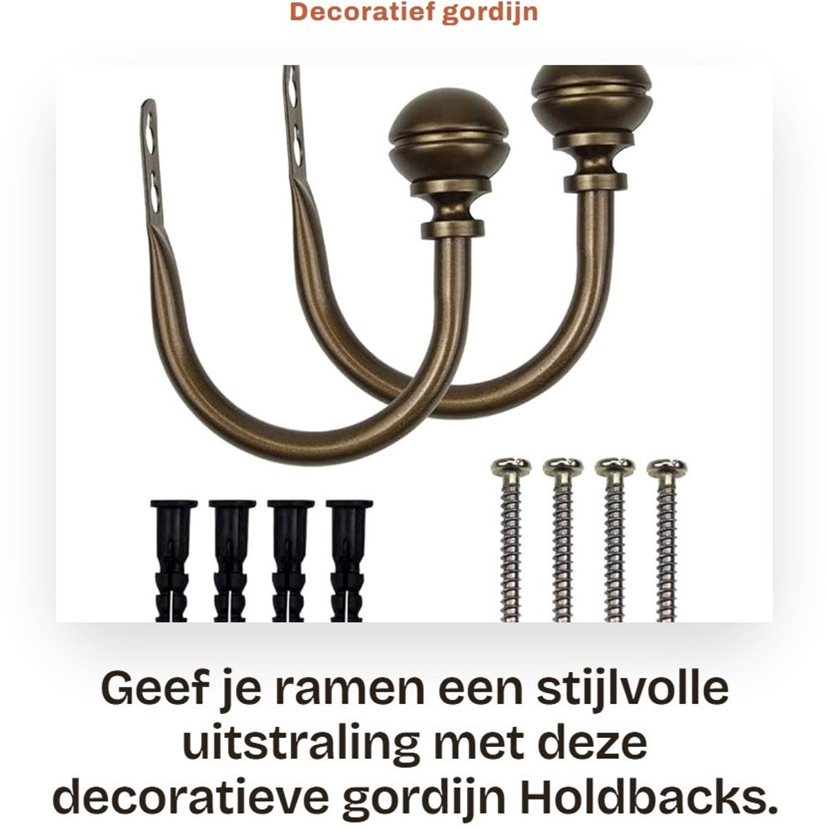 Dailygoods- Gordijnholdbacks Elegante Bronzen Ronde Eindstukken - Set van 2 - Raamgordijn - Decoratief - Vintage Ontwerp - Bevestigingsschroeven Inbegrepen - Gordijnsteunen