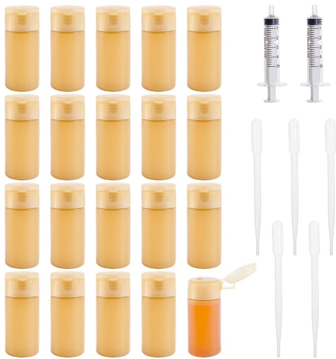 Dailygoods- Reisflessen 20 stuks - Plastic Knijpflesjes - Flip-dop voor Lotion/Make-up - 30 ml - Emulsie/Foundatie/Shampoo - Compact en Lichtgewicht - Toilettas