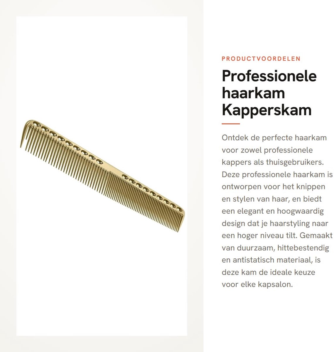 Dailygoods - Professionele haarkam - Kapperskam - Hittebestendig en antistatisch - 22 x 4 x 0,5 cm - Lichtgewicht en veilig - Voor knippen en stylen -...