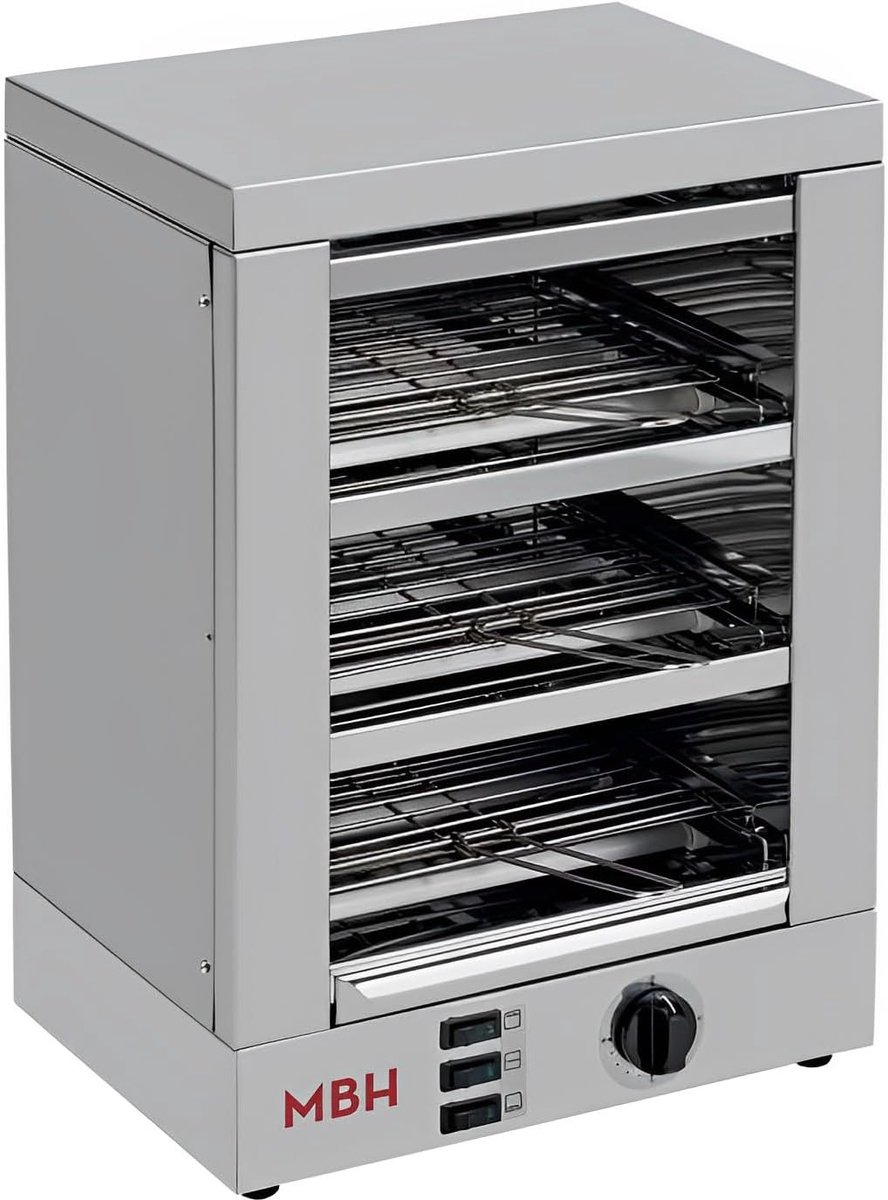 Professionele Broodrooster Industriële Toaster Hoge Capaciteit Roosteren Drie Lagen Ontwerp 25.5 x 35.5 x 50.5 cm