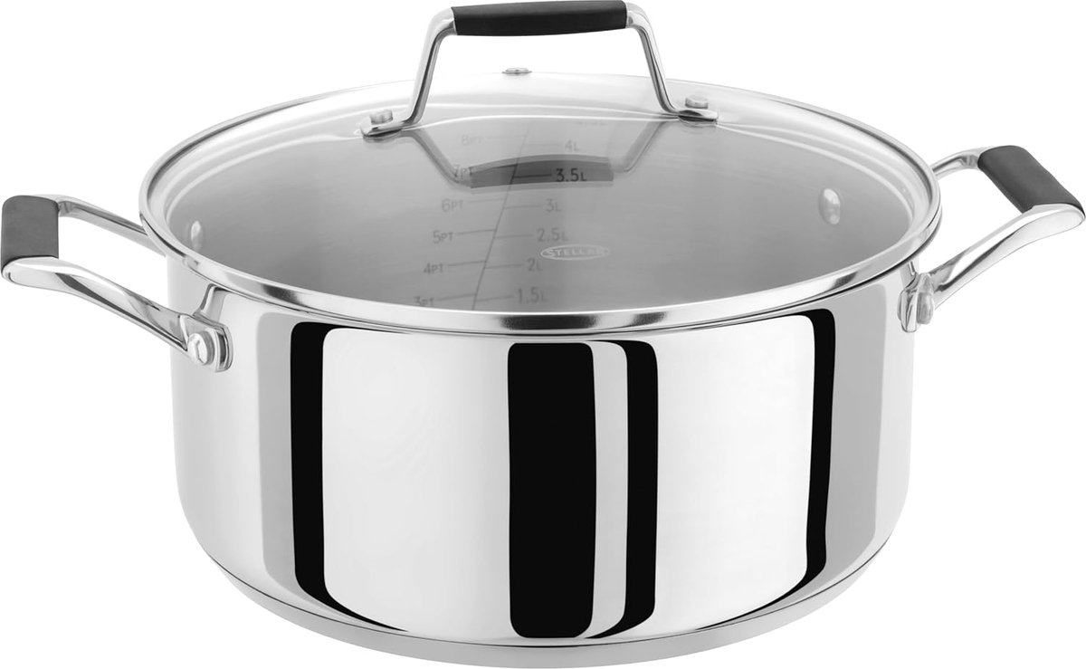 RVS Kookpot met Deksel 24 cm - 4.5 Liter - Geschikt voor Alle Warmtebronnen incl. Inductie