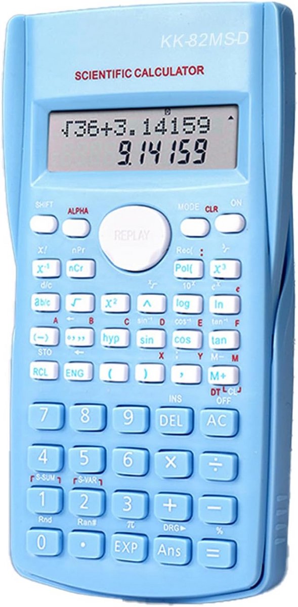 Wetenschappelijke Rekenmachine - Studenten Rekenmachine - Studie Hulp - Tweeregelig Display - 240 Functies - Blauw