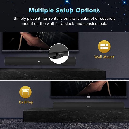 Soundbar voor tv - Home cinema geluid - Thuisbioscoop ervaring - Krachtige 80W met subwoofer - 71 cm breed - Zwart — afbeelding 5