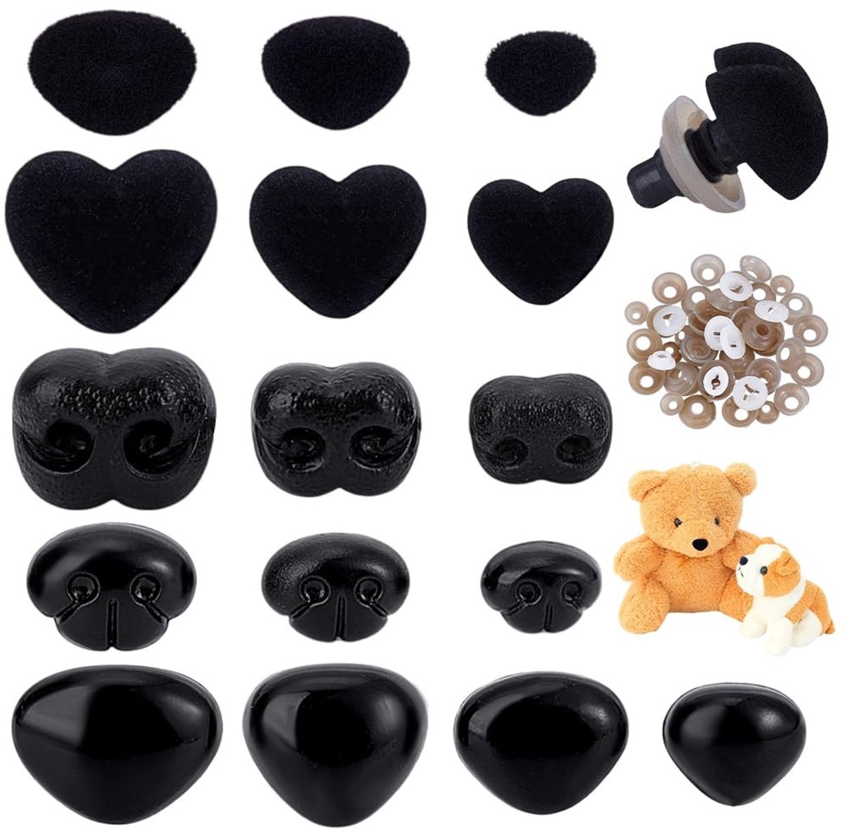 Dailygoods- Veiligheidsneus 64 stuks - Zwart - Kunststof - Amigurumi