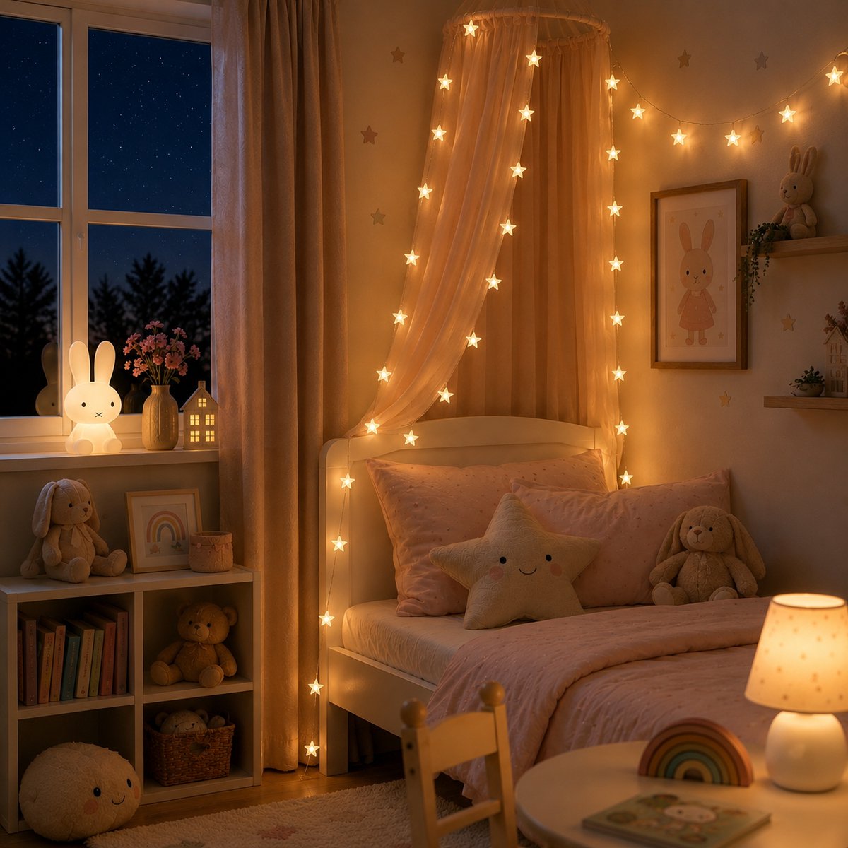 Lynn's Led Sterretjes Lichtsnoer - 6 meter - 40 Lichtjes - Warm Wit - Batterij - Slaapkamer