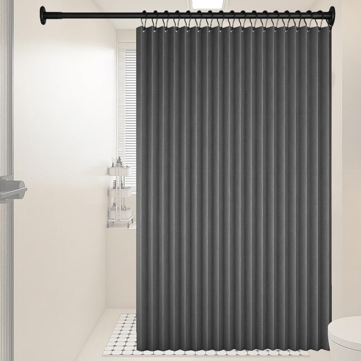 Dailygoods- Deurgordijn Magnetisch 120 x 200 cm - Telescoopstang zonder boren - Koudebescherming - Ruimteverdeler - Ondoorzichtig - Inclusief magneetknoppen en haken - Gordijn