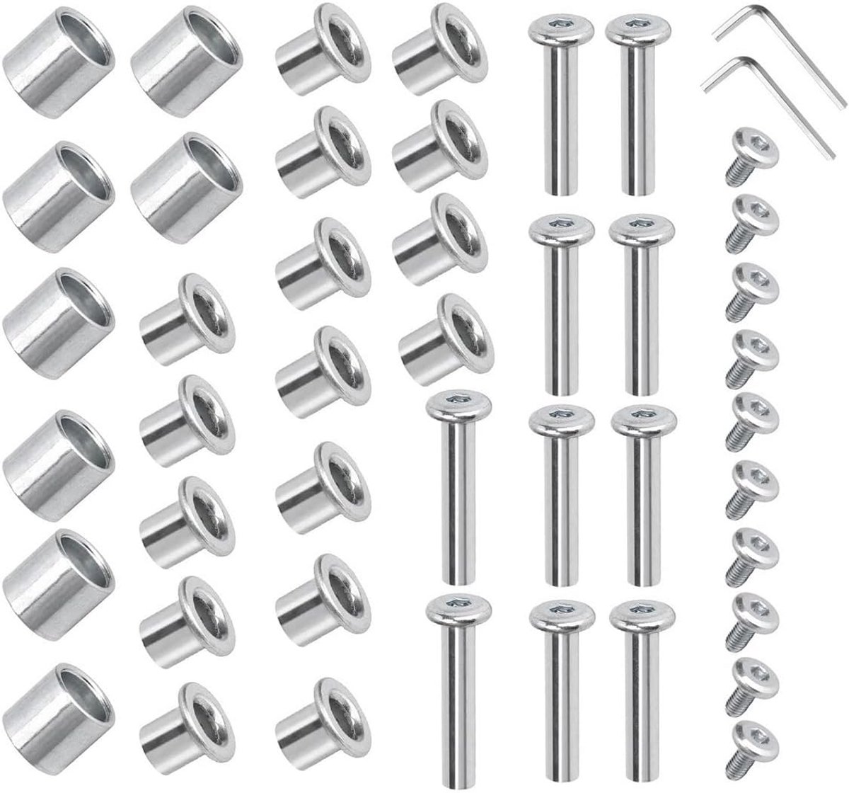 Reparatieset Rolschaatsen Onderdelen Set Onderhoud en Reparatie Aluminium Legering 10 Schroeven 8 Bussen Zilverkleurig